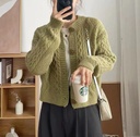 Loose Round Neck Twist Stylish Top Women's Korean Style Dongdaemun Arrival Korean Style Knitted Cardigan Jacket for Spring and Autumn and Winter