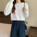 Sweater Korean gentle small autumn and winter French sweet faux mink velvet Western style high-grade bottoming knitted top