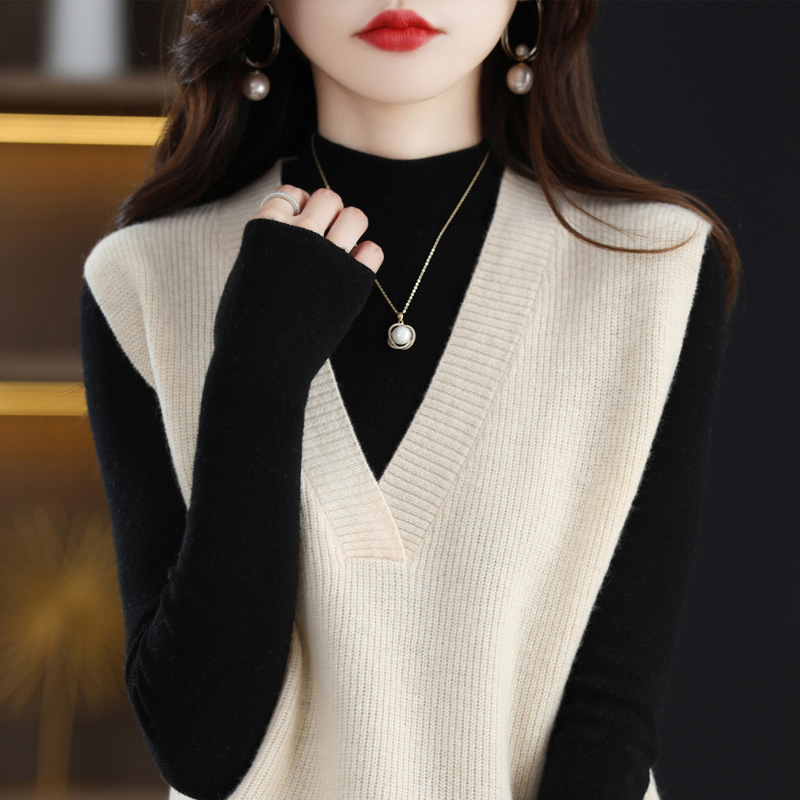 Spot Spring Sweater Vest Knitted V-Neck Sleeveless Korean Sweater Waistcoat