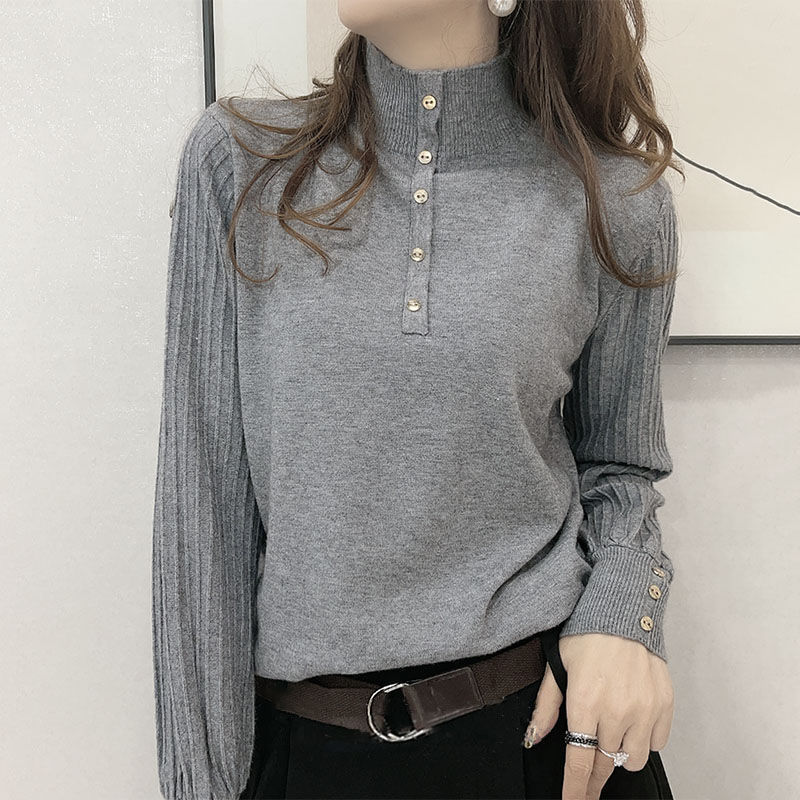 Autumn and Winter Half-turtleneck Knitwear Women's Loose Inner Wear Sweater Women's Stylish Long-sleeved Base Sweater