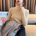 Pit Strip Half-turtleneck Sweater Women's Autumn and Winter Korean Style Slim-Fit Slimming Base-Layer Shirt with Western Style Knitted Shirt