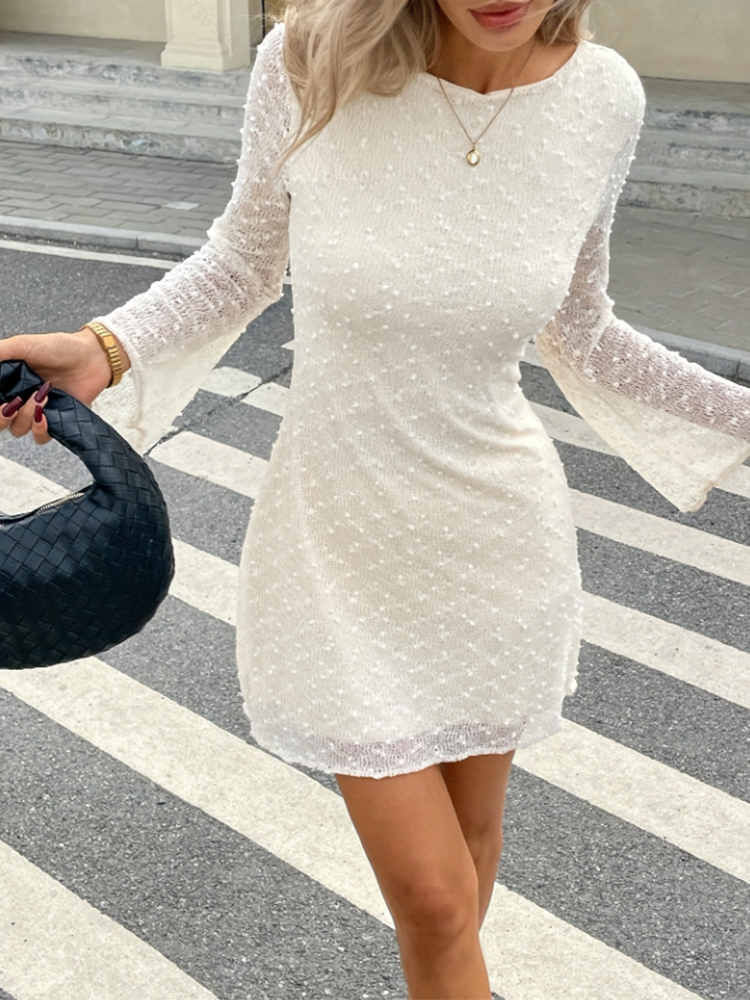 Mesh Print A-Line Mini Dress