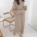 Lazy Style Sweater Women's Korean-style Winter Loose Slim Long Sweater Dress Knee Pullover Base Knitted Dress