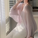 Mohair White Knitted Cardigan External Wear Spring and Summer Lazy Style Korean Style Gentle Style Design Sense Casual Sun Protection Top