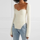 Autumn and Winter Elastic Shoulder Base Knitted Sweater Women