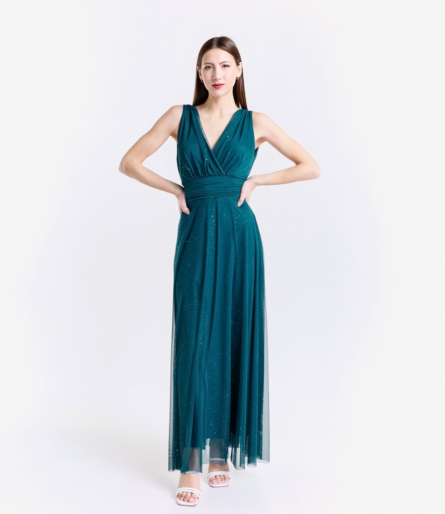 [10212154_4089] Tulle Dress — Multicolour (23584) (Teal)