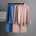 Autumn and Winter New Knitted Suit Women's Western-style Half-turtleneck Sweater Thickened Outer Wear Loose Two-piece Suit
