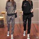 Casual sweater suit women's autumn and winter thickened loose top fleece-lined sports two-piece Korean style fashion