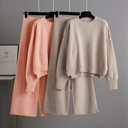 Autumn and Winter Fashion Casual Knitted Suit Pants Women's Loose Sweater Wide-leg Pants Pants Two-piece Set