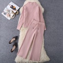 Light Mature Women's Human Style Suit Small Fragrant Style Socialite Knitted Woolen Wide-Leg Pants Two-Piece Fashionable Western Style Suit