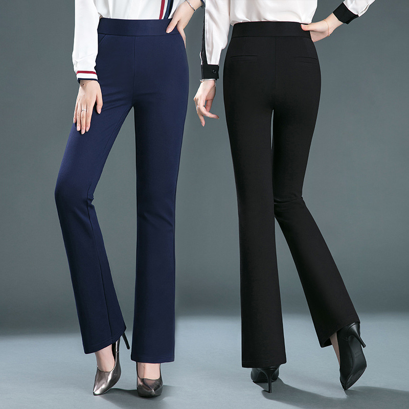 Spring and Autumn casual elastic waist skinny pants middle-aged mom pants plus size plus big fat girl elastic high waist flared pants