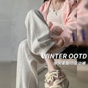 Gray sports pants for women Spring and Autumn wear loose ankle-tied casual high waist American harem pants