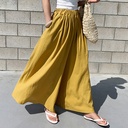 South Korea chic style summer women's clothing fashion solid color linen wide-leg pants casual pants trousers women's pants