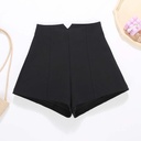 Simple Solid Color Stretch Shorts Women's Outer Wear High Waist Slim-fit Wide Leg Pants All-match Slim Look V Waist Hot Pants for Hot Girls 2523