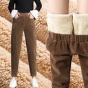 Korean Style Fashion Slim-fit High Waist Harem Trousers Women's Autumn and Winter Casual Corduroy Women's Thick Pants