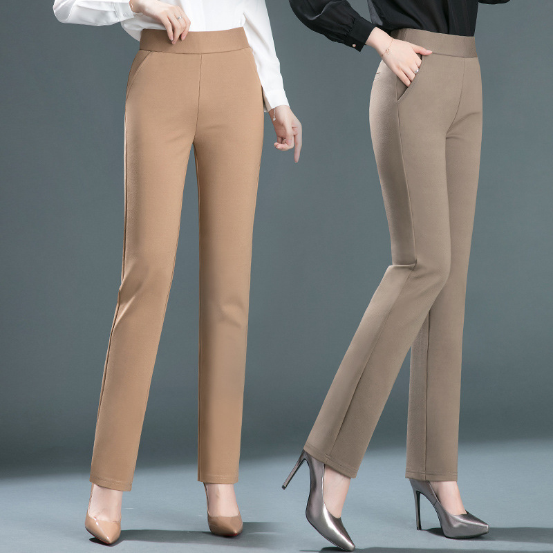 Chunsong Tight Waist Middle-aged Mother's Small Straight Pants Stretch High Waist Slim Long Pants Cotton Women's Pants