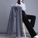 Autumn and Winter Wide Leg Pants Women's Fleece-lined Casual Pants High Waist Straight Pants Loose Warm Slim Corduroy Pants