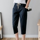 Pure Cotton Harem Pants Women's Summer Thin Loose Cotton Linen Leg Casual Pants Large Size Slimming Cropped Carrot Pants