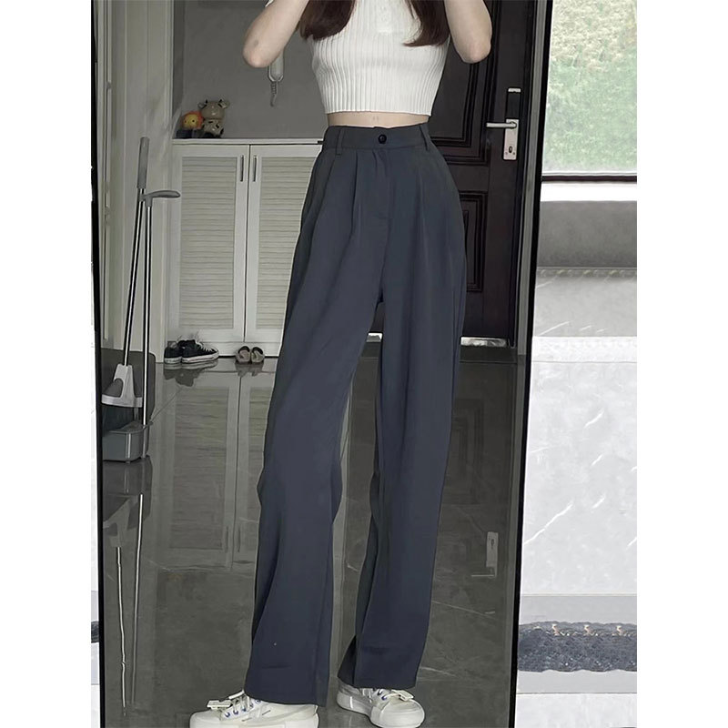 Women's wide-leg pants spring and summer high waist draping mop slimming straight pants casual small suit pants high-grade