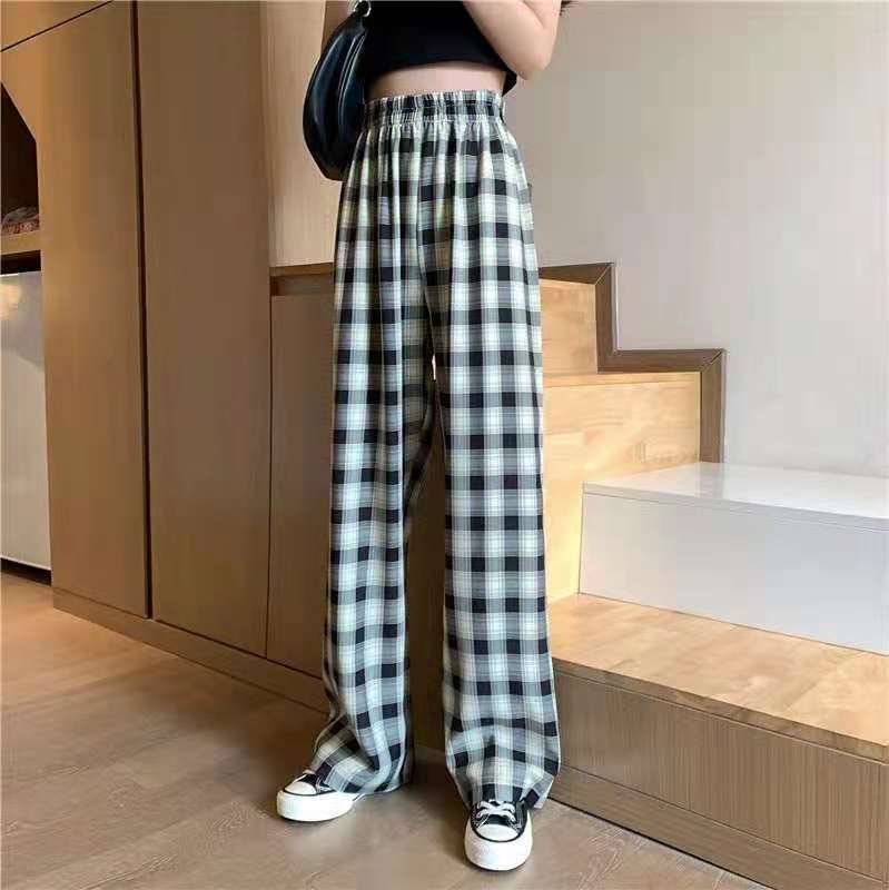 Summer Thin Prellis Pants Wide Leg Pants Women's High Waist Dape Casual Pants Korean Style Loose Straight Pants for Female Students