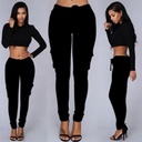 Pencil Pants Women's Multi-Bag Drawstring Lace-Up Women's Casual Pants with Belt