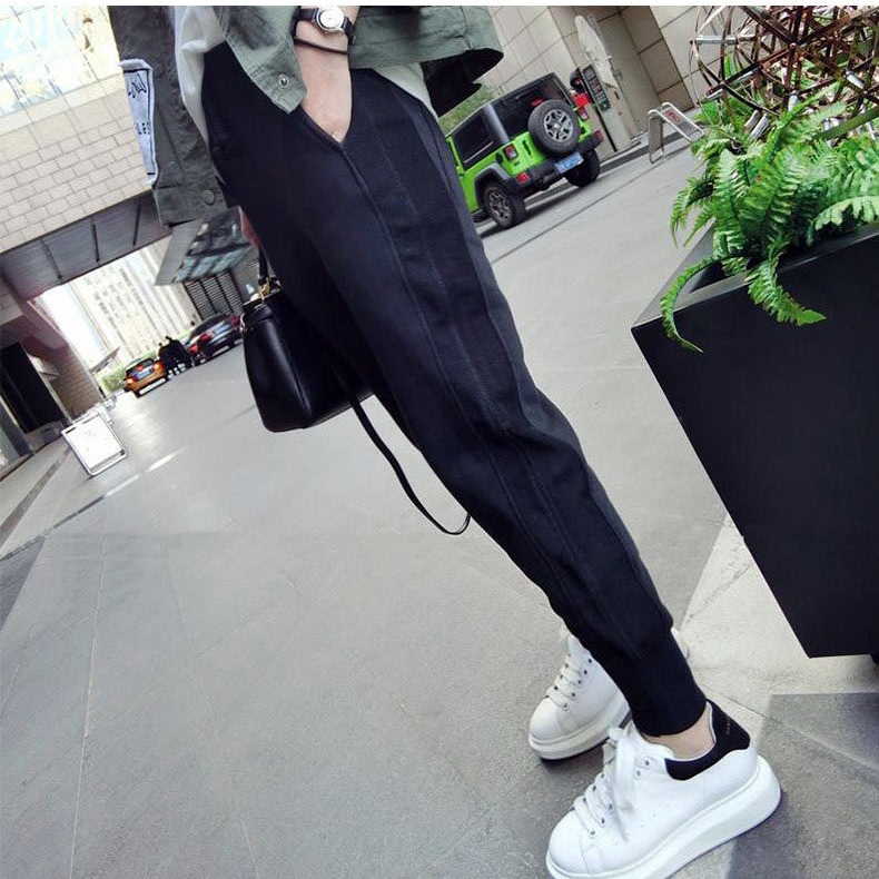 Spring and Autumn Black Spring and Autumn Harem Pants Artistic No Belt Temperament Commuter Pants Mid-Waist Flip Cloth Leggings Women