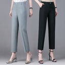 Four Seasons High waist women's formal pants slimming small straight pants cropped temperament commuter professional suit pants casual pants