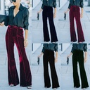 independent station Europe and the United States autumn and winter women's collage Gold Velvet micro-pants high waist casual pants