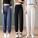 Ice Silk sports pants women's loose ankle-tied Summer thin slimming fairy cool pants casual harem mosquito-proof pants Y