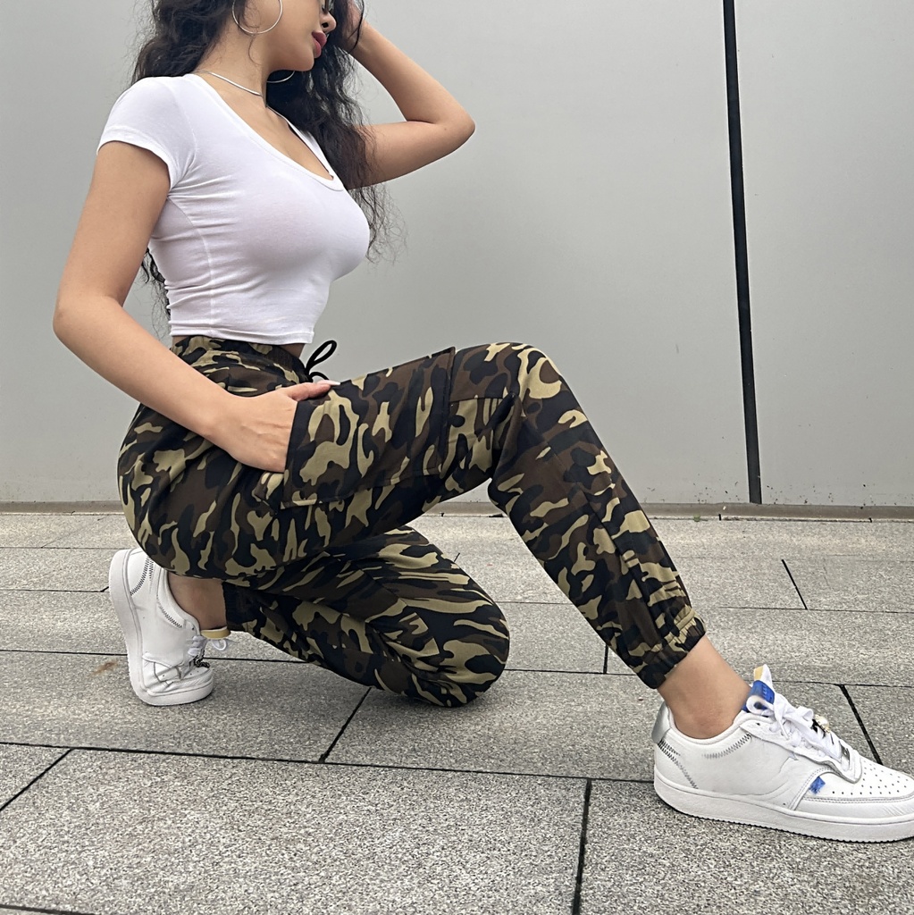 In stock sports pants camouflage random printed ankle-tied pants independent station casual trousers trendy street women's sweatpants