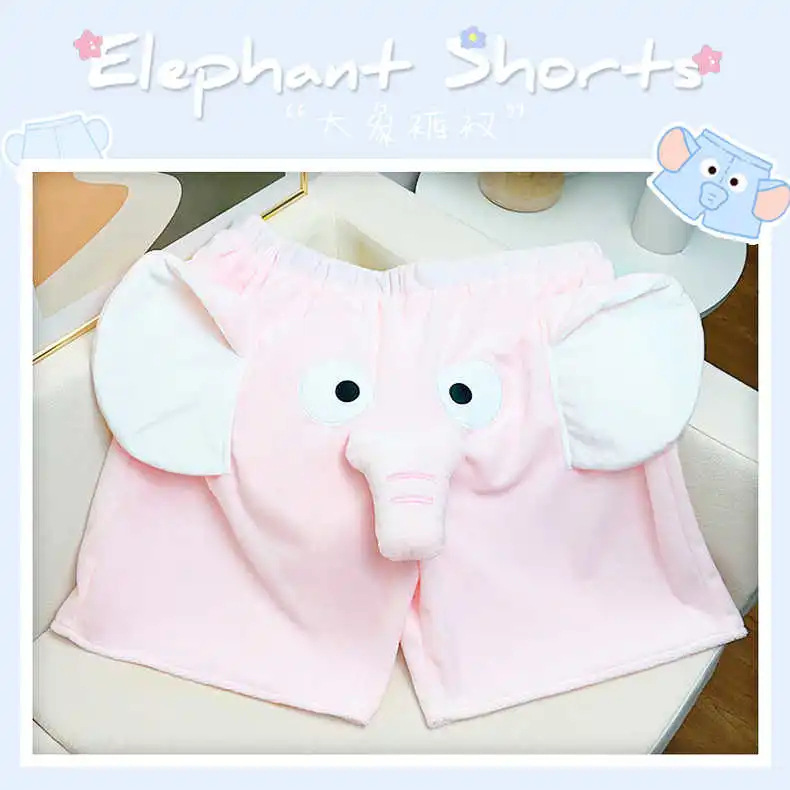 Funny Cute Dumbo Shorts Men's and Women's Summer Shorts Cute Flying Elephant Loose Outer Wear Pajama Trendy