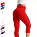 Internet Red Jacquard Yoga Bubble Pants Cropped Hip High Elastic Leggings Thickened 310g