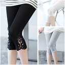 [Factory Outlet] Lace Leggings Women's Thin Summer Stretch Slimming Tight Inner and Outer Wear Capri Pants