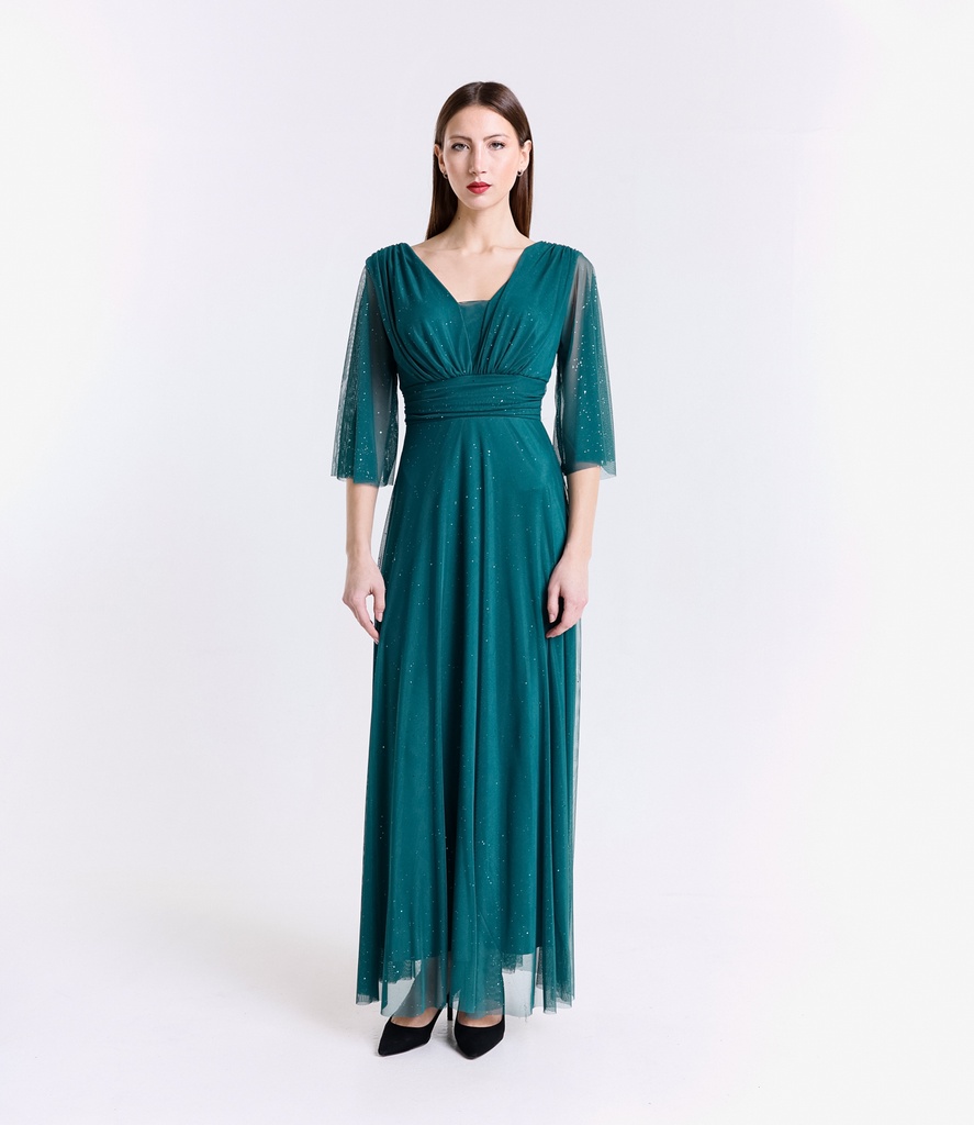 [10163113_4306] Tulle Dress — Multicolour (20031) (Teal)