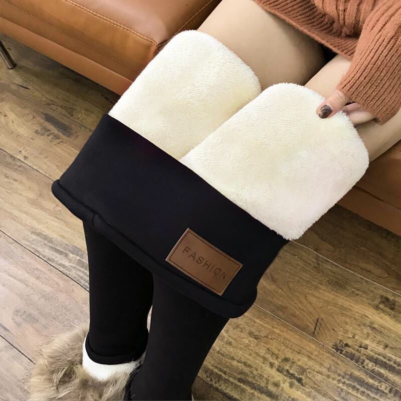 A generation of women's winter cashmere pants padded high waist slim pencil pants safety pants wear leggings