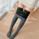 Spring and Autumn High Waist Cotton Fleece-Lined Integrated Leggings Long Scratch Hair Outer Wear Socks Micro-Pressed Vertical Stripe Warm Pants