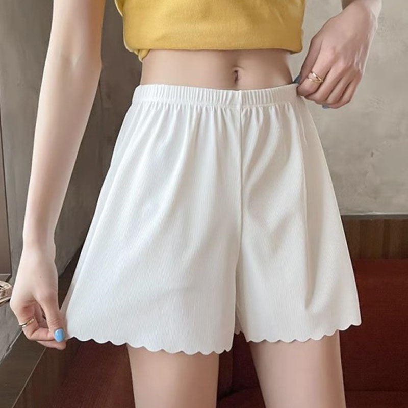 Summer thin seamless Ice Silk safety pants women's anti-light loose can be worn outside the wave edge bottoming shorts women's