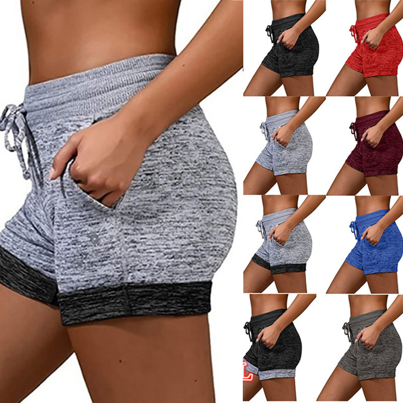 Women's bottoming easy-to-dry shorts yoga casual sports waist lace-up stretch shorts women's clothing