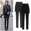 Fall/Winter 200kg plus size hip skirt fake two leggings plus velvet padded women's warm Slim Leggings