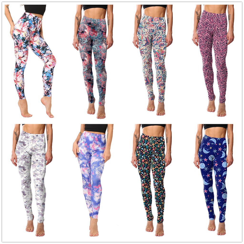 8234 Pink Blue pezley printed leggings ankle-length pants printing leggings