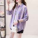 Plaid Shirt women's loose long sleeve Spring and Autumn style versatile casual student spring and autumn plus size Korean style shirt coat cotton