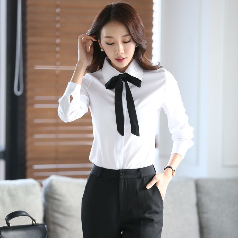 White Shirt Women's Long-sleeved Slim-fit Slim-fit Half-sleeved Work Clothes Dress Large Size Shirt Professional Women's ol Shirt