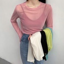 Thin Long-sleeved Sun-protective Shirt Women's Summer Ins Hyun-style Mesh Base-layer Shirt Women's Ice Silk Inner T-shirt