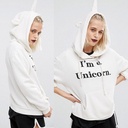 Hot Selling Loose Printed Unicorn Hooded Sweater for