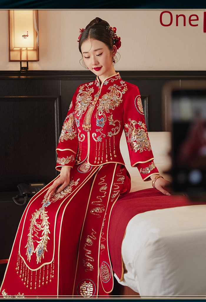 Xiuhe Bride Wedding Dress Wedding Dress Wedding Dress Toasting Dress Show Kimono High-class Luxury Spring