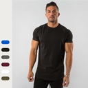 men's summer running fitness sports short sleeve round neck T-shirt solid color breathable casual top