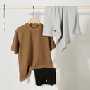 Deng Jue men's 220g waffle short sleeve T-shirt raglan sleeve hem split solid color summer T-shirt