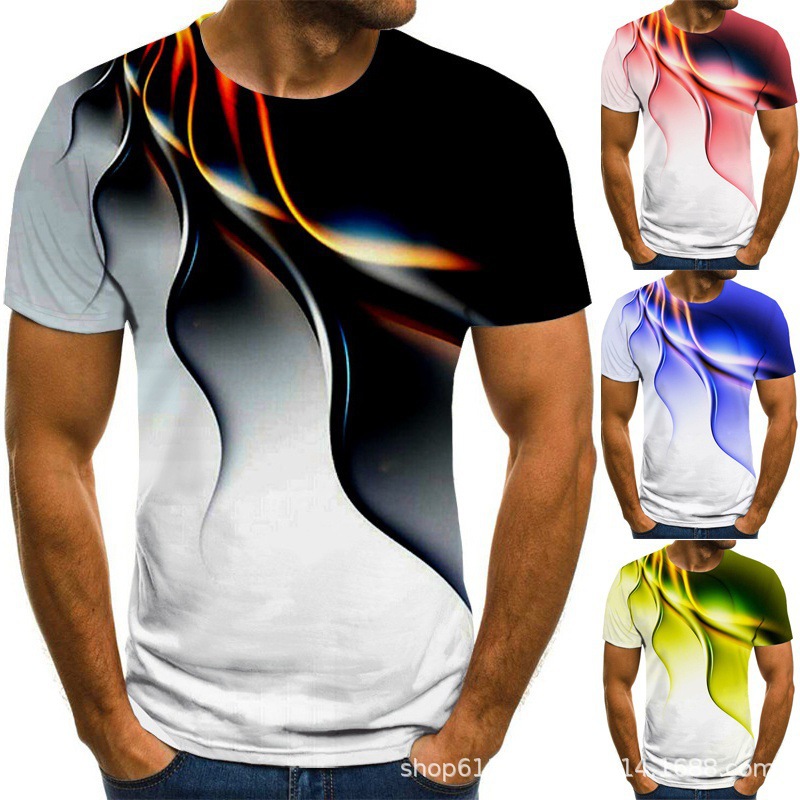 men's summer 3D printed lightning breathable T-shirt T-shirt men's top