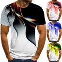 2023亚马逊外贸男士夏季新款3D印花闪电透气圆领短袖T恤男上衣