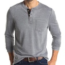 Men's Long Sleeve Round Neck T-shirt Men's Base Shirt Men's T-shirt Henry Collar Top